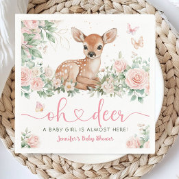 Oh Deer Baby Duwer Girl Pink Paper Napkin Serviette