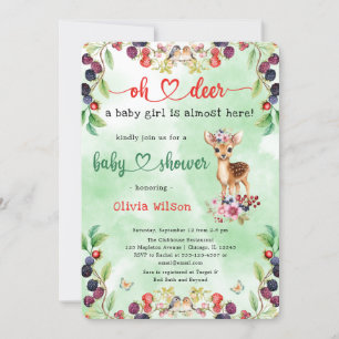 Oh Deer Baby Girl Berry Blume Forest Baby Dusche Einladung