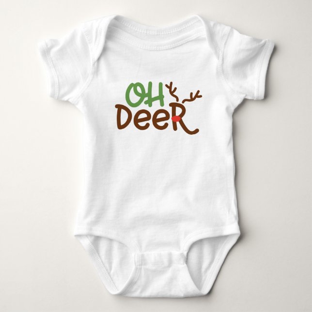 Oh Deer Baby Outfit - Niedlich Holiday Baby Bodysu Strampler (Vorderseite)