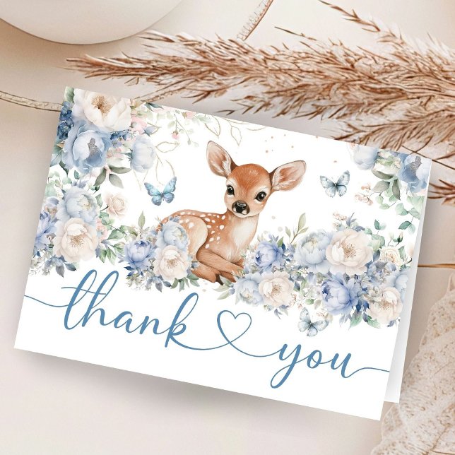 Oh Deer Baby Shower Boy Folded Thank You Card Dankeskarte (Von Creator hochgeladen)