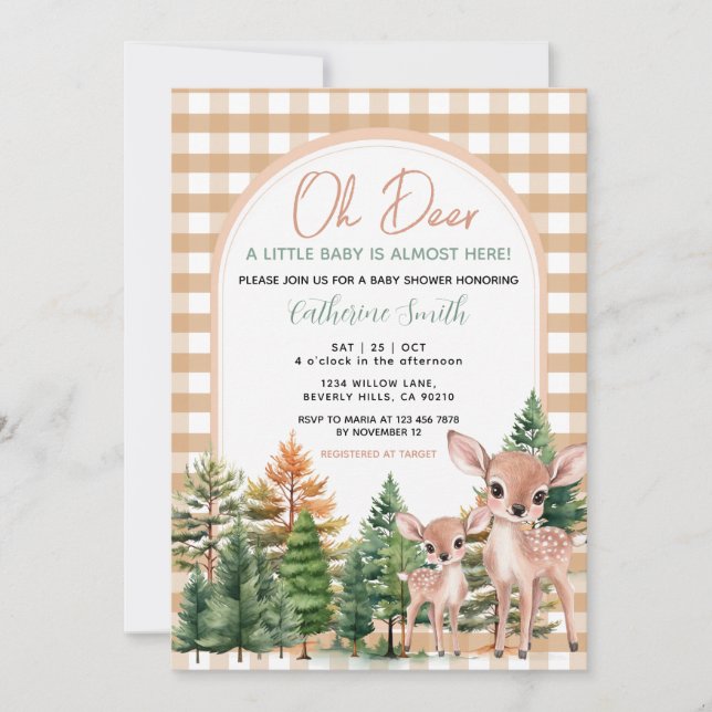 Oh Deer Baby Shower Einladung (Vorderseite)