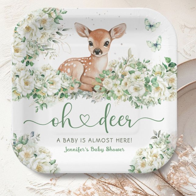 Oh Deer Baby Shower Gender Nautral Pappteller (Von Creator hochgeladen)