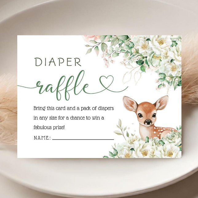 Oh Deer Baby Shower Gender Neutral Diaper Raffle  Begleitkarte (Von Creator hochgeladen)