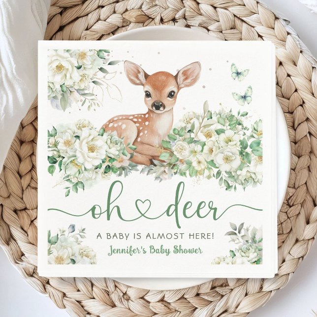 Oh Deer Baby Shower Gender Neutral Paper Napkin Serviette (Von Creator hochgeladen)