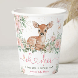 Oh Deer Baby Shower Girl Pink Pappbecher