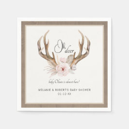 Oh Deer Baby Shower Napkins - Woodland Floral Antl Serviette