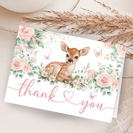 Oh Deer Baby Shower Rosa gefaltete Dankeskarten Dankeskarte