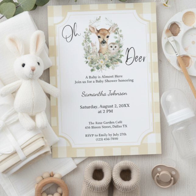 Oh Deer Baby Shower • Woodland Neutral Theme Einladung (Von Creator hochgeladen)