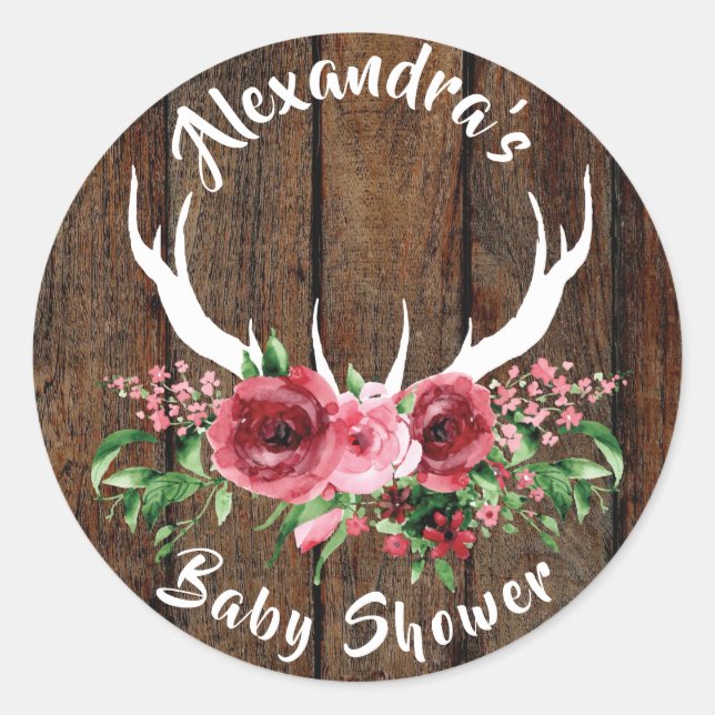 Oh Deer Baby Showsticker Runder Aufkleber (Vorderseite)