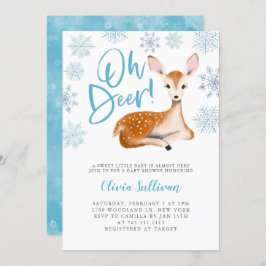 Oh Deer Blue Winter Baby Dusche Einladung