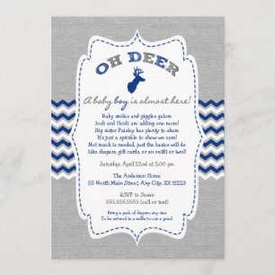 Oh Deer Buck Baby Sprinkle Marine grau weiß Einladung