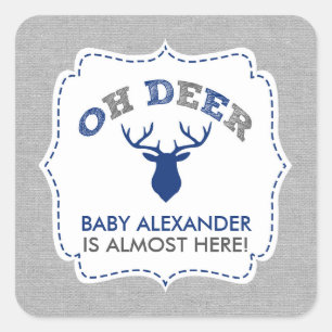 OH DEER buk Babydusche Gefallen / Umschlag Aufkleb Quadratischer Aufkleber