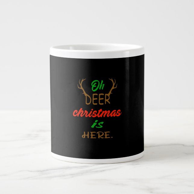 Oh Deer Christmas Celebration Holiday Design Jumbo-Tasse (Vorderseite)