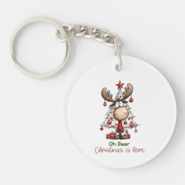 Oh Deer Christmas Is Here Cute Reindeer Christmas Schlüsselanhänger