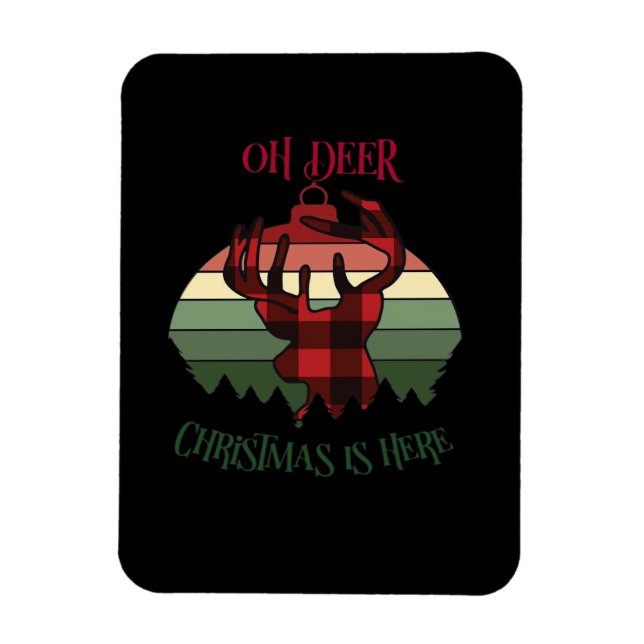 Oh Deer Christmas Is Here Joyful Aesthetic  Magnet (Vertikal)