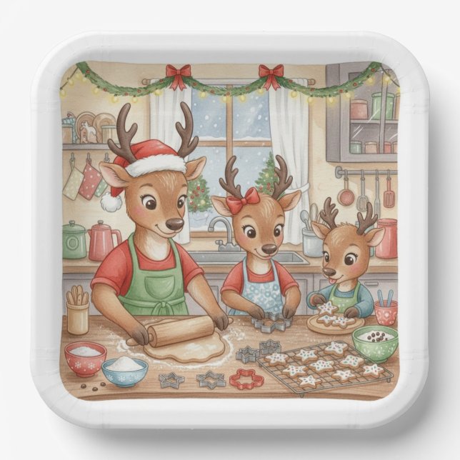 Oh Deer, Christmas Is Here! Paper Plates Pappteller (Vorderseite)