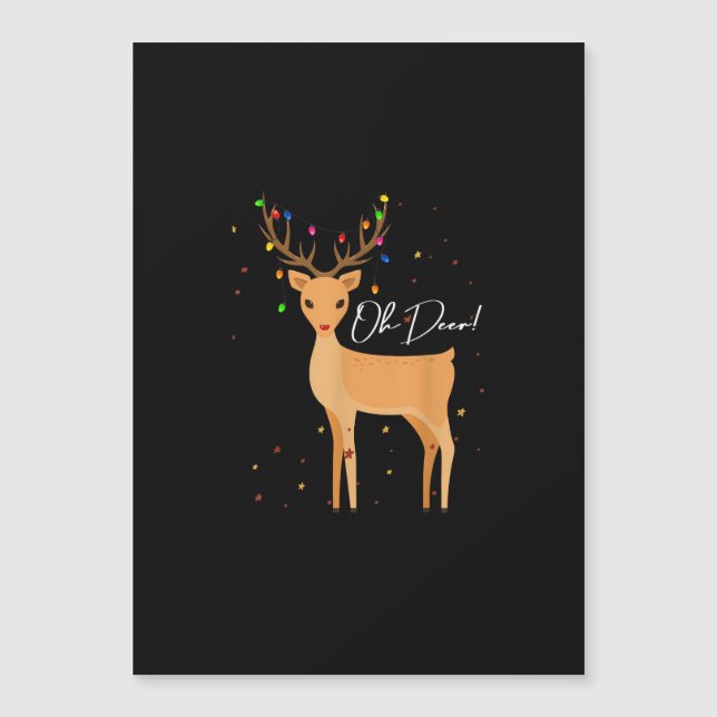 Oh Deer Christmas Light Pajama Cute Reindeer Holid Magnetkarte (Vorderseite)