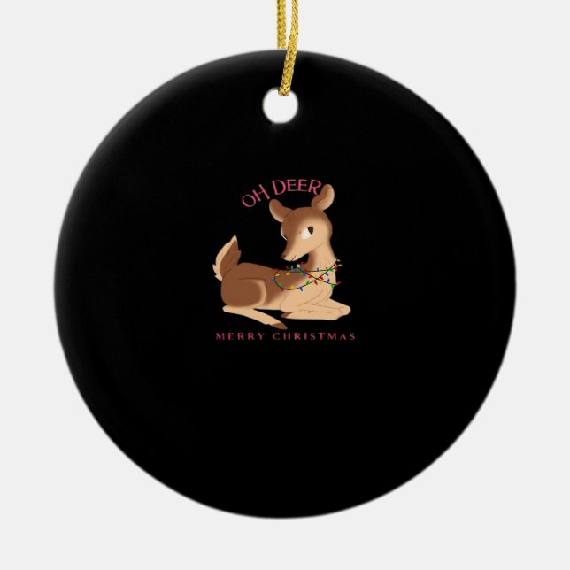 Oh Deer Christmas Modern Design Keramik Ornament (Vorne)