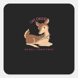 Oh Deer Christmas Modern Design  Quadratischer Aufkleber