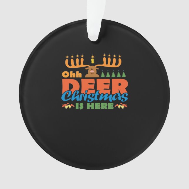 Oh Deer Christmas Too Classic HoliAcrylic Ornament (Vorderseite)
