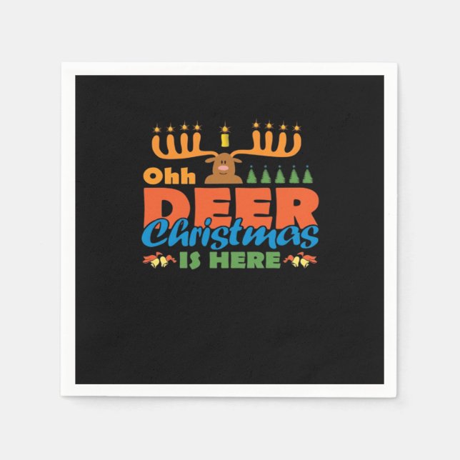 Oh Deer Christmas Too Classic Holiday Style  Serviette (Vorderseite)