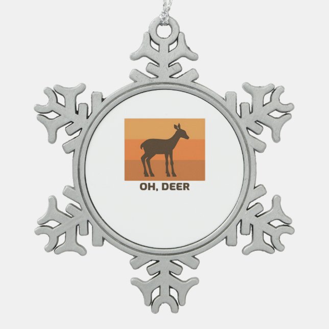 Oh Deer Classic Simple Design  Schneeflocken Zinn-Ornament (Vorderseite)