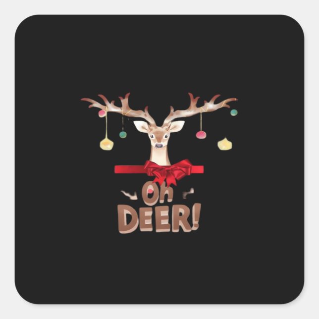 Oh Deer Classic Vibe  Quadratischer Aufkleber (Vorderseite)