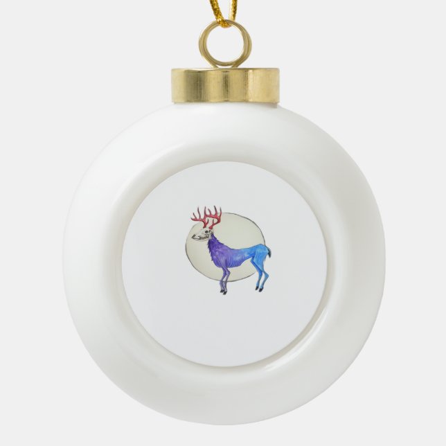 Oh Deer Clean Graphic Style  Keramik Kugel-Ornament (Vorderseite)
