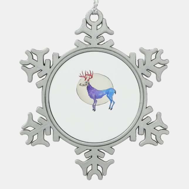 Oh Deer Clean Graphic Style  Schneeflocken Zinn-Ornament (Vorderseite)
