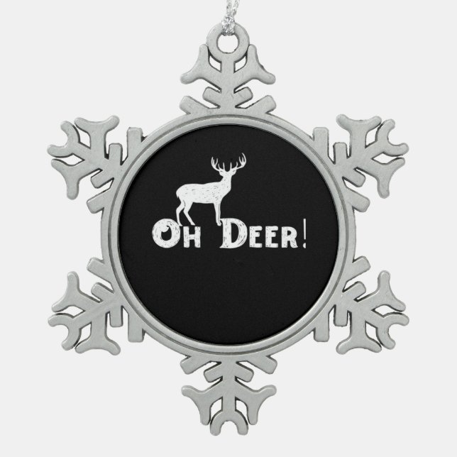 Oh Deer Clean Graphic Style  Schneeflocken Zinn-Ornament (Vorderseite)