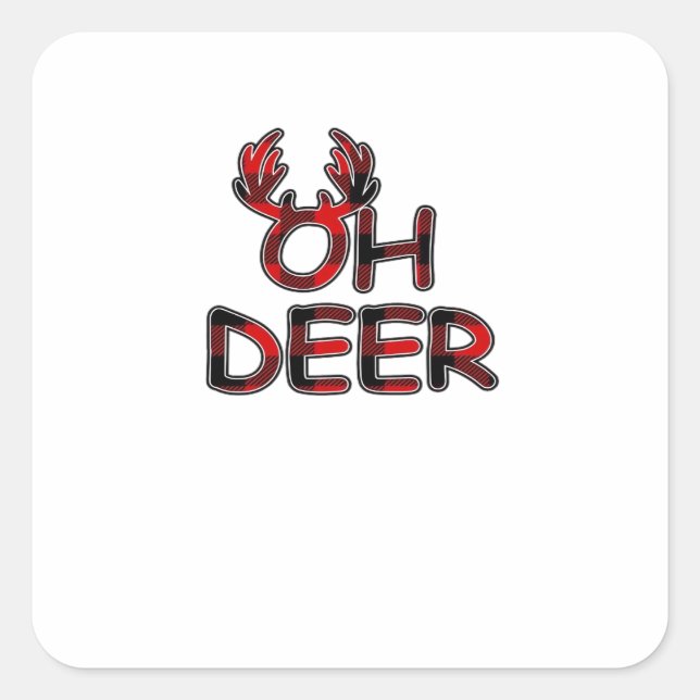 Oh Deer Clean Layout  Quadratischer Aufkleber (Vorderseite)