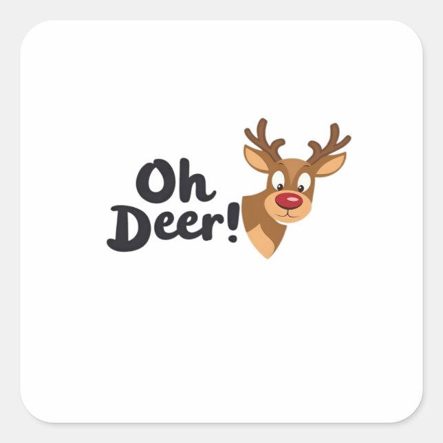 Oh Deer Clean Minimal Seeing  Quadratischer Aufkleber (Vorderseite)
