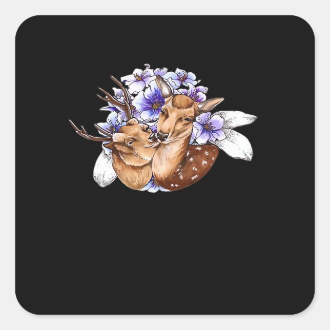 Oh Deer Clean Minimal Style  Quadratischer Aufkleber (Vorderseite)