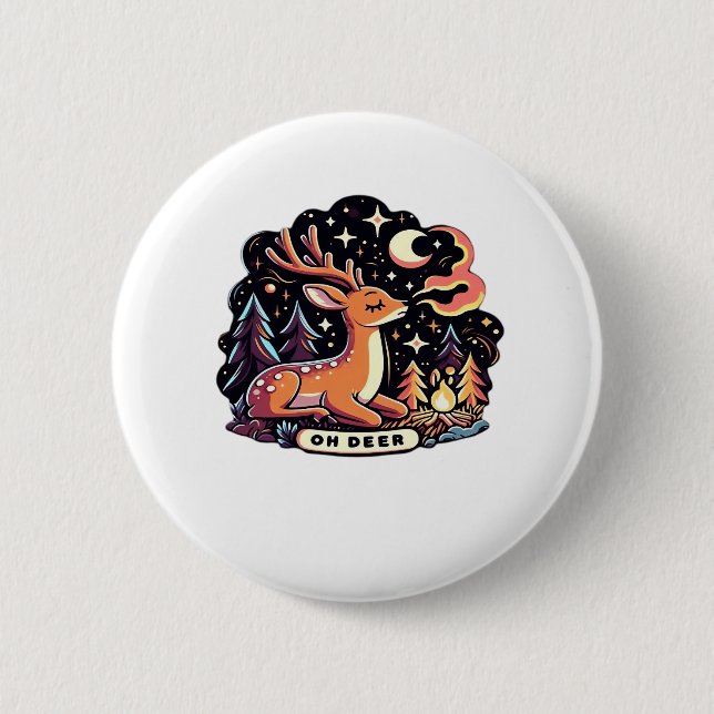 Oh Deer Contemporary Graphic Vibe  Button (Vorderseite)
