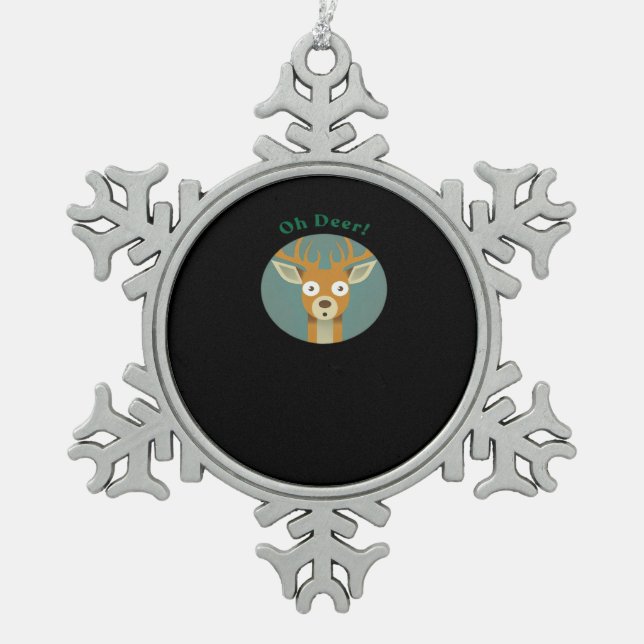 Oh Deer Creative Style  Schneeflocken Zinn-Ornament (Vorderseite)