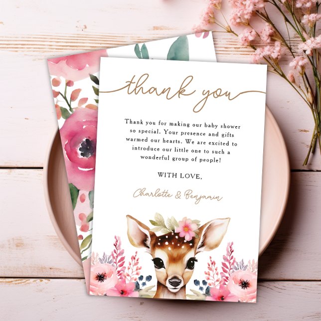 Oh Deer Cute Baby Shower Thank You Card Einladung (Oh Deer Cute Baby Shower Thank You Card)