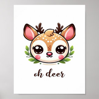 Oh Deer Cute Deer Minimal Design Poster