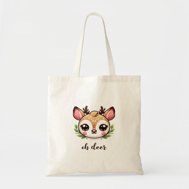 Oh Deer Cute Deer Minimal Design Tragetasche (Vorne)