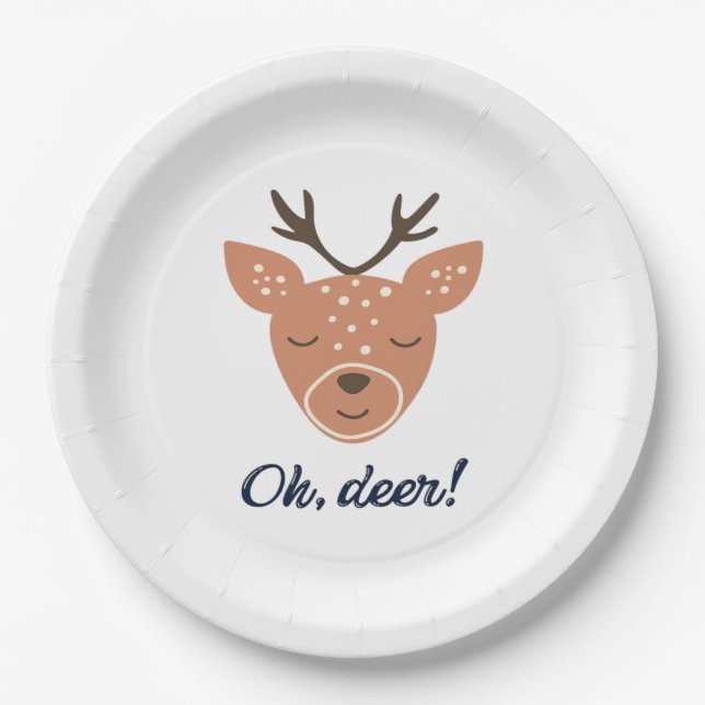 Oh Deer Deer Love Save The Deer Creative Design Pappteller (Vorderseite)