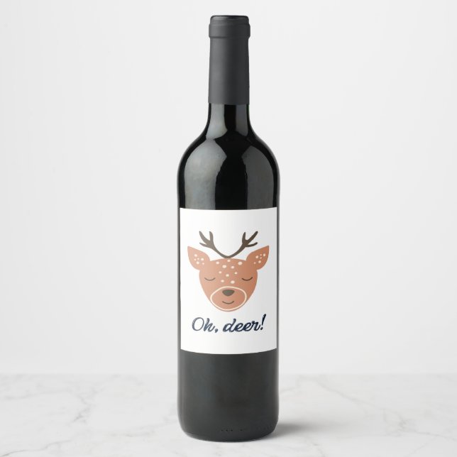 Oh Deer Deer Love Save The Deer Creative Design Weinetikett (Vorderseite)
