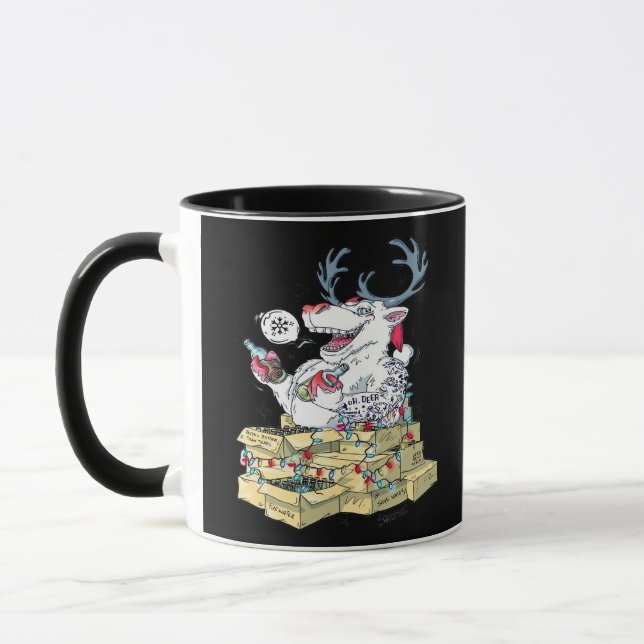 Oh Deer Drunk Reindeer Celebrating Christmas Festi Tasse (Links)