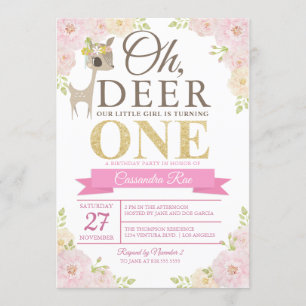 Oh, Deer! Einladung zum ersten Geburtstag