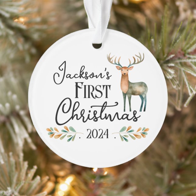 Oh Deer Erstes Weihnachtsfest Foto Ornament (Baum)