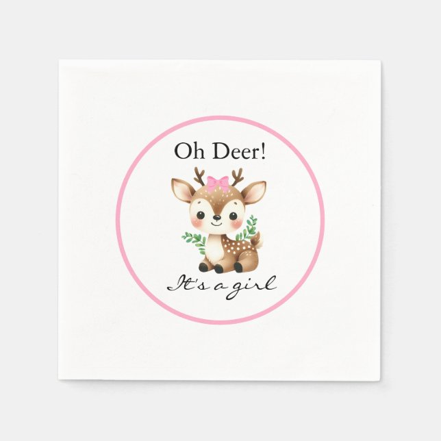 Oh Deer Es ist ein Niedliches Baby-Dusche-Party Serviette (Vorderseite)