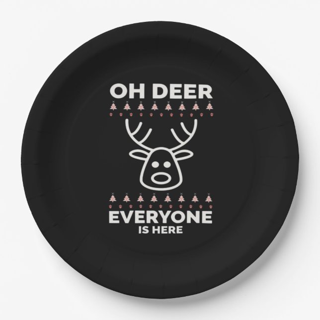 Oh Deer Everyone Is Here Modern Style  Pappteller (Vorderseite)