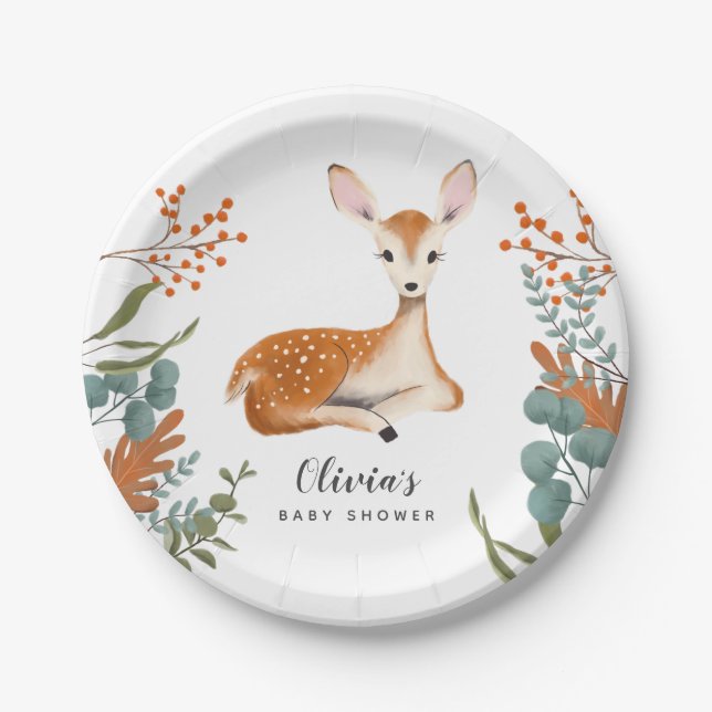 Oh Deer Fall Foliage Baby Dusche Pappteller (Vorderseite)