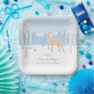 Oh Deer Forest Woodland Thema Winter Baby Dusche Pappteller