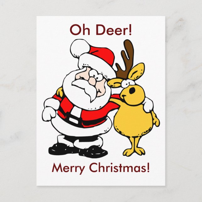 Oh Deer Frohe Weihnachts-Postkarte Feiertagspostkarte (Vorderseite)