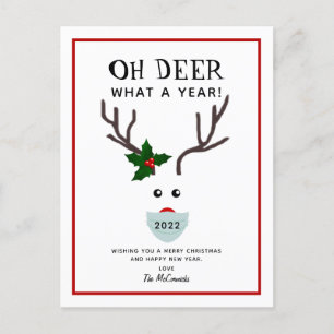 Oh Deer Funny Reindeer Christmas 2022 Feiertagspostkarte