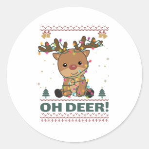 Oh Deer Funny Reindeer Deer Pun christmas Runder Aufkleber
